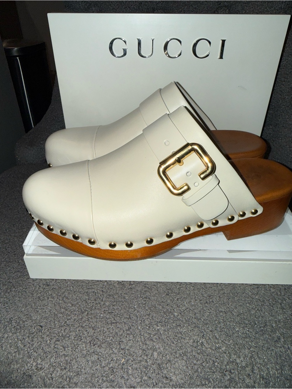 Chloé Women's Brown Jeannette Leather Studded Clogs Shoes 36 - Picture 2 of 9